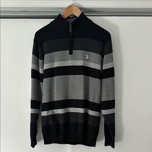 Polo by Ralph Lauren Black and Gray Zip Up Sweater